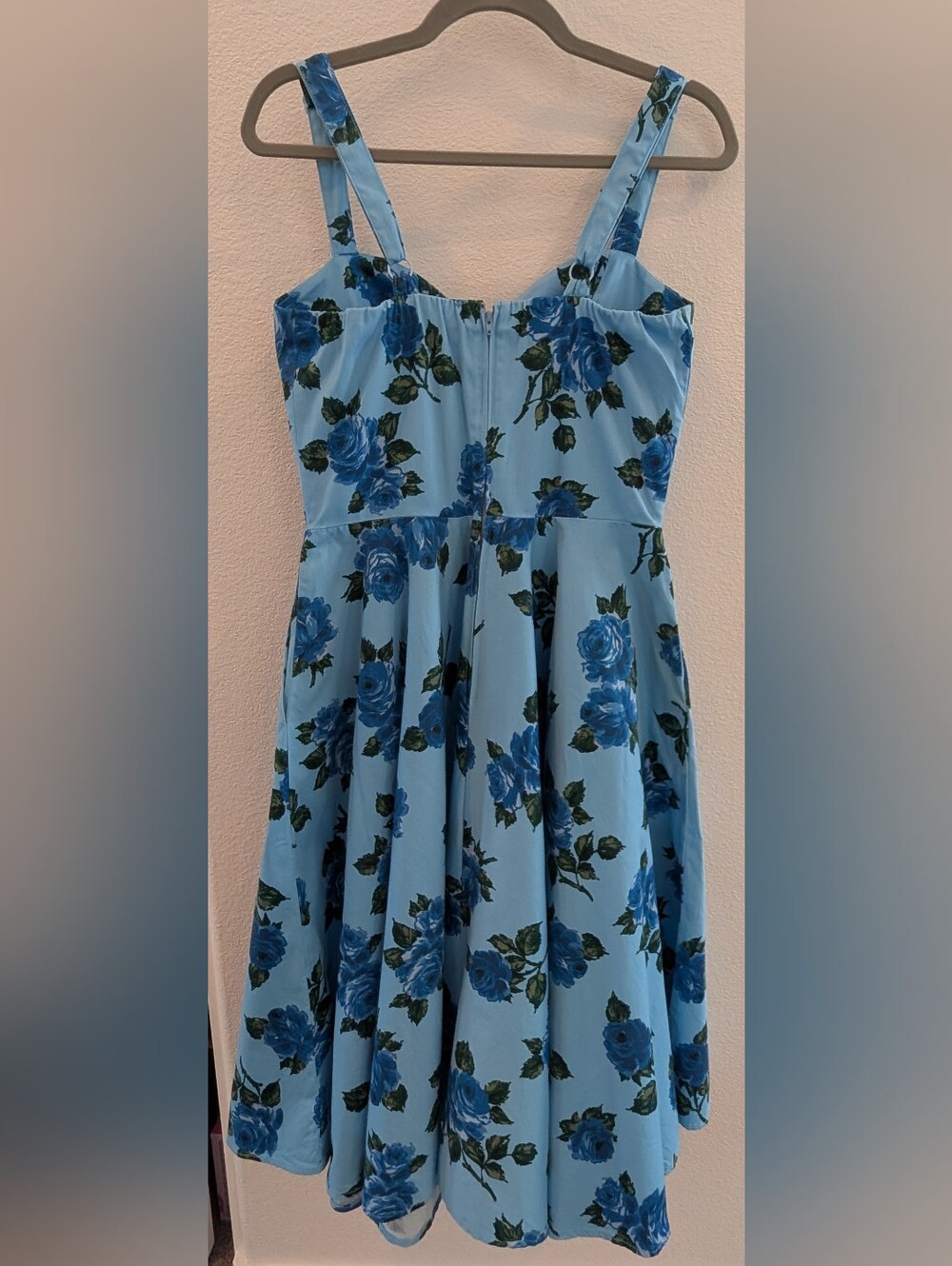 RARE Vixen by Micheline Pitt Blue Floral Fit-and-Flare Dress - Picture 3 of 8